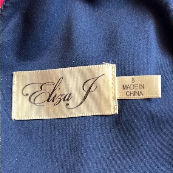 Eliza J Maxi Floral Halter Special Occasion Dress in Navy/Grey - 8 - Picture 8 of 9